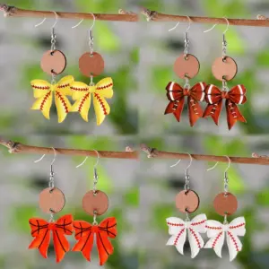 Wholesale Retro Multicolor Acrylic Bow Tie Drop Earrings For Women With 304 Stainless Steel Ear Pins