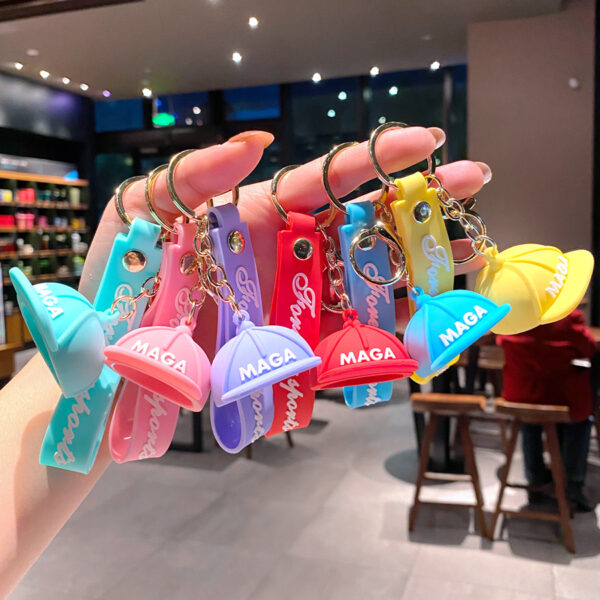 Wholesale Cute Cartoon Candy Color Baseball Cap Keychain Mini Hat Key Chain Silicone Female Creative Gift