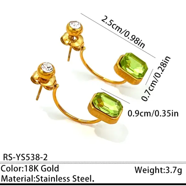Wholesale Waterproof Non Tarnish Circle Stud Earrings For Women, 304 Stainless Steel With 18K Real Gold Plated PVD Coating And Rhinestones Inlay