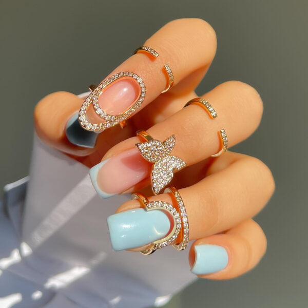 Wholesale inlaid zircon nail ring female personality temperament wearable detachable nail ring