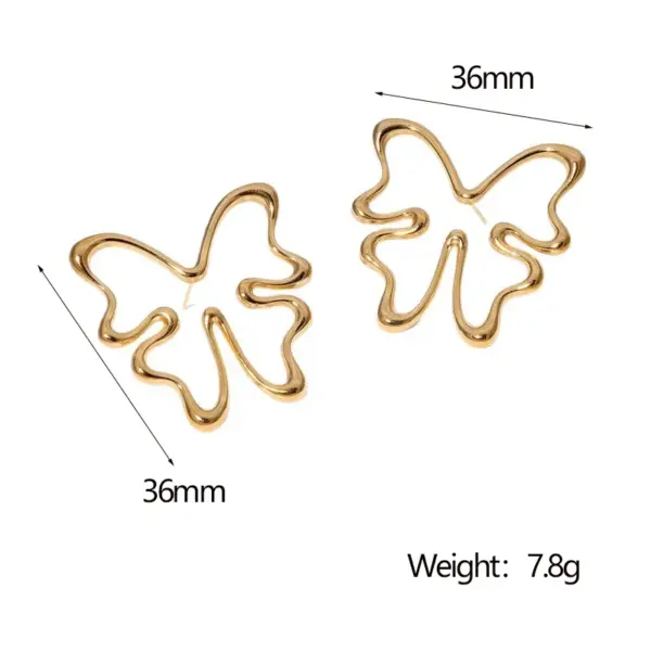 Wholesale PVD Coated Real Gold Plated 18K Gold Butterfly 304 Stainless Steel Princess Cute Modern Style Waterproof Non Tarnish Ear Studs