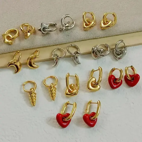 Wholesale Water Plating 18K Gold Plated Real Gold Plated Heart Shape 304 Stainless Steel Simple Style Classic Style Waterproof Non Tarnish Earrings