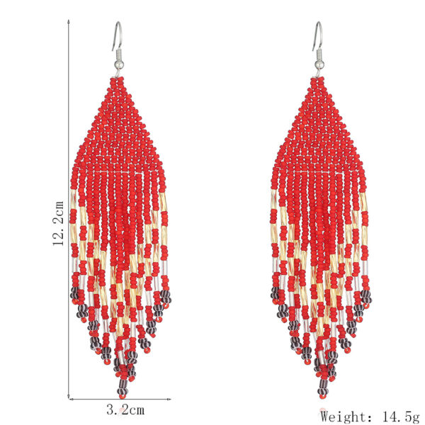 oly-18f2113f7182756854dbe51010b46efb Wholesale Original Design Handmade Rice Bead Tassel Earrings Personalized Bohemian Tassel Earrings