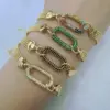 Wholesale Oval Electroplated Copper Bracelet For Women With 18K Real Gold Water Plating And Zircon Inlay, Featuring Round Bead Woven Chain