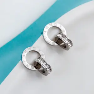 E0272-Double Ring-Earrings-Steel Color