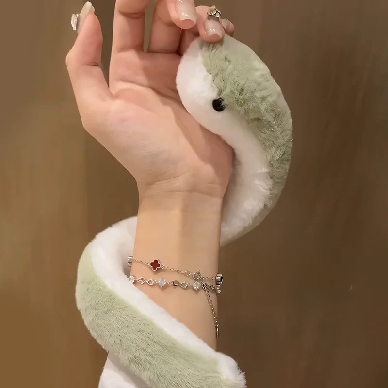 Wholesale Cute Wrist Little Green Snake 2025 Year of the Snake Mascot Plush Toy Rag Doll Creative Doll Funny Doll