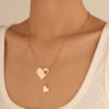 Wholesale Simple Love Pendant Necklace Women's Fashionable Personalized Creative Hollow Heart Collarbone Chain Y-Shaped Necklace