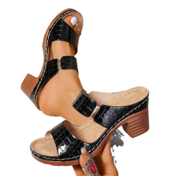 oly-1900f641c08586bfb80af6e0995caf83 Wholesale plus size slope heel fish mouth slippers stone pattern square front and rear broadband rear air wear sandals and slippers