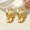 Wholesale Three-dimensional Star Earrings For Women In Golden Plated Copper With 0.01µm Electroplated Coating