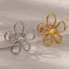 Wholesale Fashionable Retro Butterfly Flower Stainless Steel Ring 18K Gold Plated Simple Design Luxury Jewelry For Women European Style