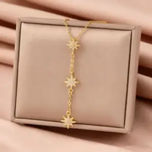【8259】 Shining Eight-pointed Star Necklace 【gold】