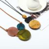 Wholesale Acrylic long sweater chain layered with waxed rope chain necklace