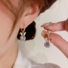 Wholesale Summer Sweet Cool Personality Exquisite Super Flash Zircon Rabbit Ear Buckle Women's Fashion Niche Design Trendy Earrings
