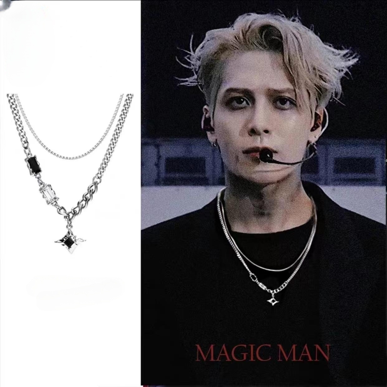 Wholesale Manxing double-layer necklace hip hop design sense niche personalized accessories advanced Qixi boys and girls clavicle chain