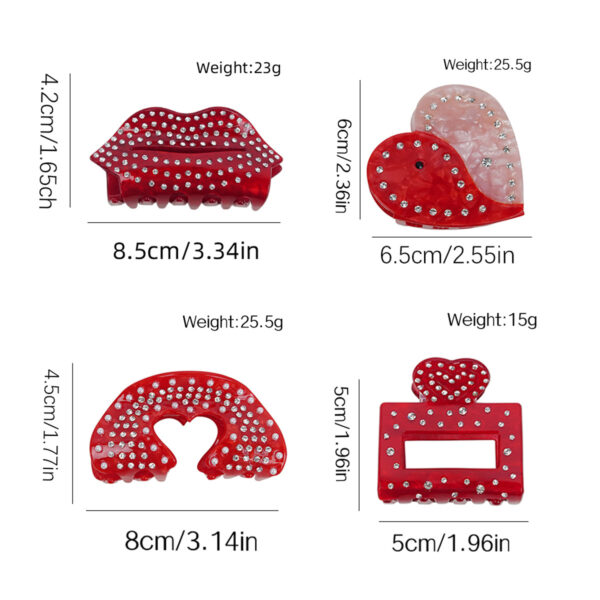 Wholesale Love Grab Clip Heavy Industry Diamond Hair Clip Light Luxury High-end Shark Clip Valentine's Day Hair Accessories Headwear