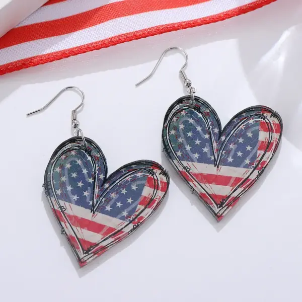 Wholesale Retro Heart Shape Drop Earrings For Women With White Acrylic Print And 304 Stainless Steel Ear Pins