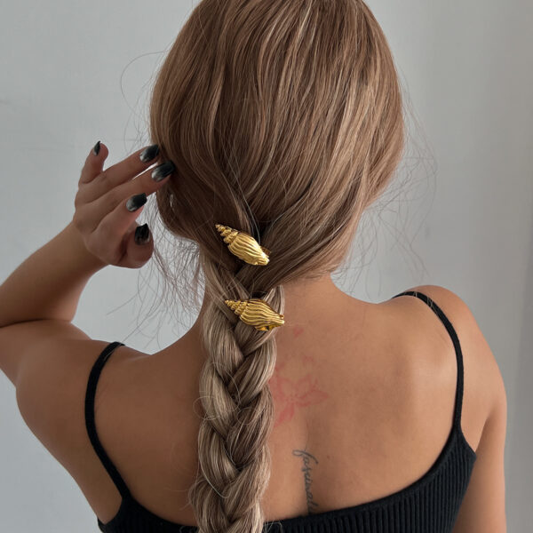 Wholesale Summer High-grade Niche Marine Style Alloy Headwear Large Scallop Texture Striped Hairpin Hair Accessories for Women