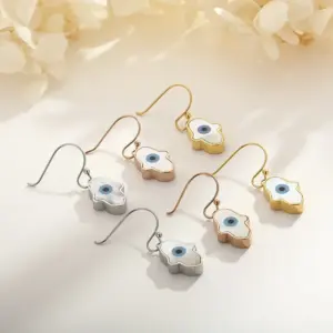 Wholesale Fashion Devil's Eye Palm Titanium Steel Drop Earrings Plating Stainless Steel Earrings