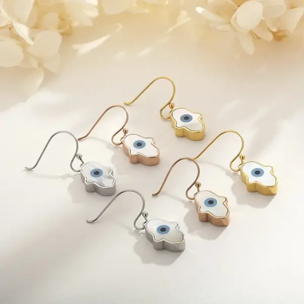 Wholesale Fashion Devil's Eye Palm Titanium Steel Drop Earrings Plating Stainless Steel Earrings