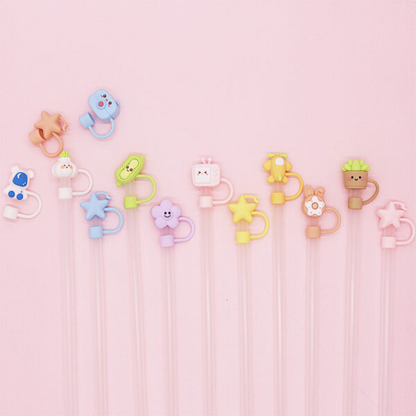 Wholesale 8-10mm Environmental Protection Grade PVC Straw Cap Stereo Cartoon Dust-proof Suction Plug Pipe Protective Cover