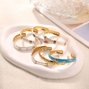Wholesale Yl Xiaotian Colorful Popular European and American Stylish Fashion Retro Design Oil Dripping Bracelet 18K Gold Jade Stainless Steel