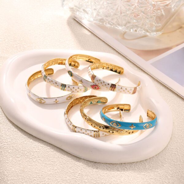 Wholesale Yl Xiaotian Colorful Popular Stylish Fashion Retro Design Oil Dripping Bracelet 18K Gold Jade Stainless Steel