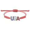 Wholesale Casual Letter Heart Shape American Flag Zinc Alloy Cord In Chain Stretch Adjustable String Bracelets Wholesale