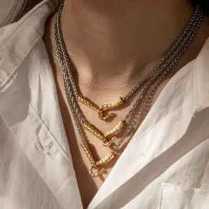 Wholesale Asymmetrical Irregular Necklace For Women In 304 Stainless Steel With 18K Real Gold Plated PVD Coated Finish And Box Chain
