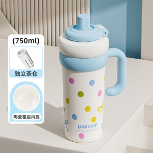 （ ☆ 316 stainless steel ceramic covered liner ● Tea and water separation) blue polka dots 750ml / 750ml