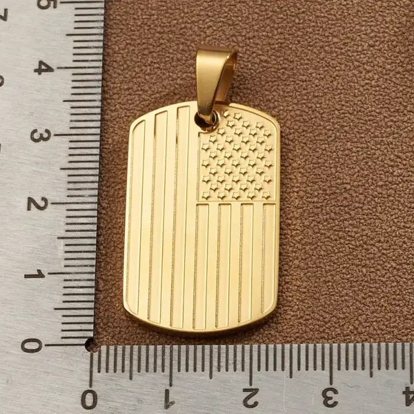 Wholesale DIY Jewelry High-Quality Polished 304 Stainless Steel Rhinestone Vacuum Electroplating (In Furnace) 18K Real Gold Plated Cross Flag Square Pendant