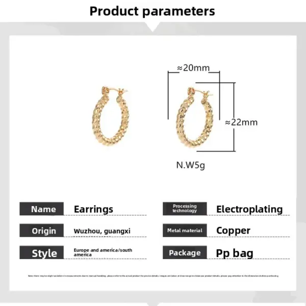 Wholesale Fashionable Retro Geometric Rock Micro-Set 18K Gold Earrings Women's Hoop Earrings Elegant Fashion Jewelry Ear Cuffs