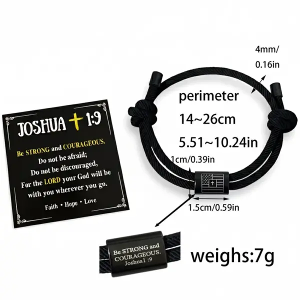 Wholesale Men's Cross Bracelet, Teenage Boy Gift, Religious Bible Verse Joshua 1:9 Black Cross Bracelet, Gift From Mom, Catholic Baptism, Confirmation, Birthday, Christmas Gift For Son, Grandson, Nephew