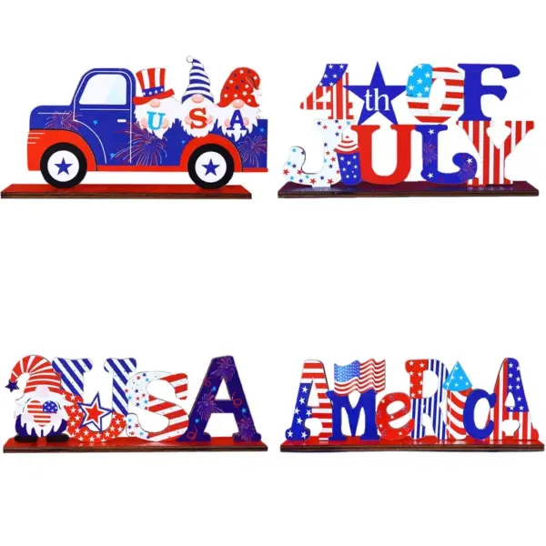 Wholesale Wooden Letter Decorations American National Day Scene Decoration Props Cartoon Grid Home Festival Supplies