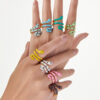 oly-199bf3fa6aef81bef8a364cd7700ebee Wholesale Bohemian style color oil drop snake copper ring ins sweet cool girl open finger ring color retention in stock supply