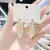 Wholesale Geometric metal mesh crystal circle earrings elegant high sense niche design light luxury earrings