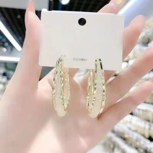 Wholesale Geometric metal mesh crystal circle earrings elegant high sense niche design light luxury earrings