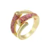 Wholesale Geometric Open Rings For Women With Zircon Inlay, Copper Base Featuring 18K Real Gold Water Plating