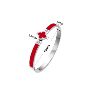 18k four-leaf clover bracelet-steel red