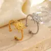 Wholesale Ion Plating (IP) 18K Gold Plated Sun 304 Stainless Steel Simple Style Waterproof Non Tarnish Open Rings
