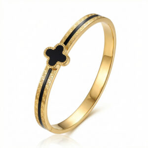 Four-flower black epoxy / True gold plating in full-body stainless steel furnace