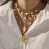 Wholesale Sun Pendant Necklace For Women In 304 Stainless Steel With 18K Gold PVD Coating And Zircon Inlay, Side Chain