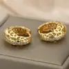 Wholesale Geometric Inlay Earrings For Women In Copper With KC Golden Plated Water Plating And Zircon Inlay