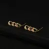Wholesale Geometric Stud Earrings For Women With 925 Sterling Silver Posts, Copper Base, And 14K Real Gold Electroplated Featuring Zircon Inlay