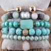 oly-1a096b32adecc0f15e01b99f33d5eac9 Wholesale Pearl turquoise blue stone alloy nail bracelet natural stone crystal glass bead bracelet elastic elastic folding hand