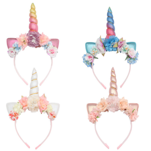 oly-1a0ec5cfe9506afad113cc7946dc7065 Wholesale Unicorn Headband Artificial Flower Headband Explosions Cat Ears Headwear Party Ball Hair Accessories
