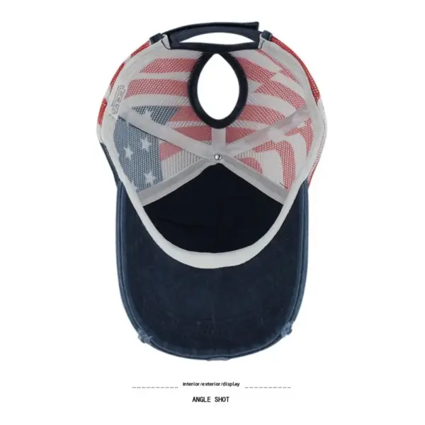 Wholesale American Flag Casual Baseball Cap With Curved Brim, Breathable Cotton Material Featuring Star Design