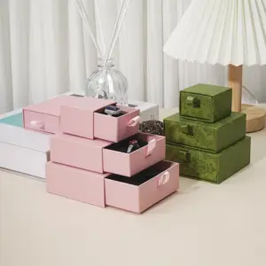 Wholesale High-End Jewelry Storage Box Multi-Color Drawer Design Ring Necklace Packaging Box Quality Craftsmanship Slotting Process