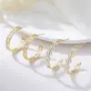 Wholesale C Shape Stud Earrings For Women In Copper With Zircon Inlay And 925 Sterling Silver Posts, New Style