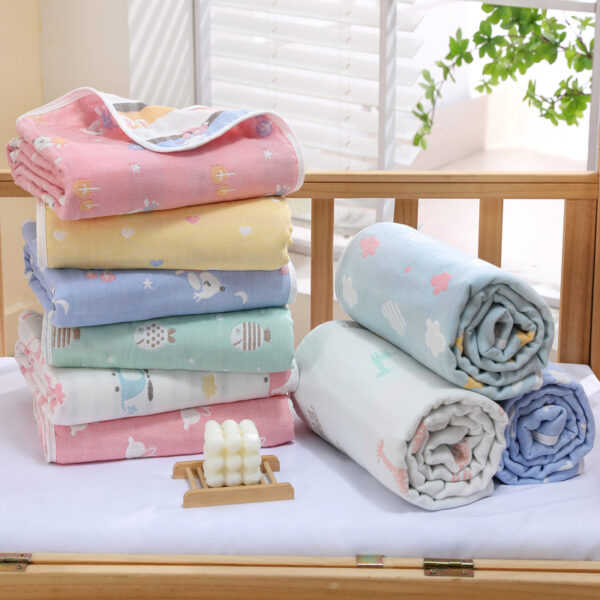 oly-1a382134fc4a9253f4b41365a17e9f07 Wholesale Six-layer gauze blanket quality children's quilt infant towel quilt children's cotton gauze bath towel 110*110cm