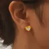 Wholesale 1 Pair Simple Style Heart Shape 201 Stainless Steel Ear Studs